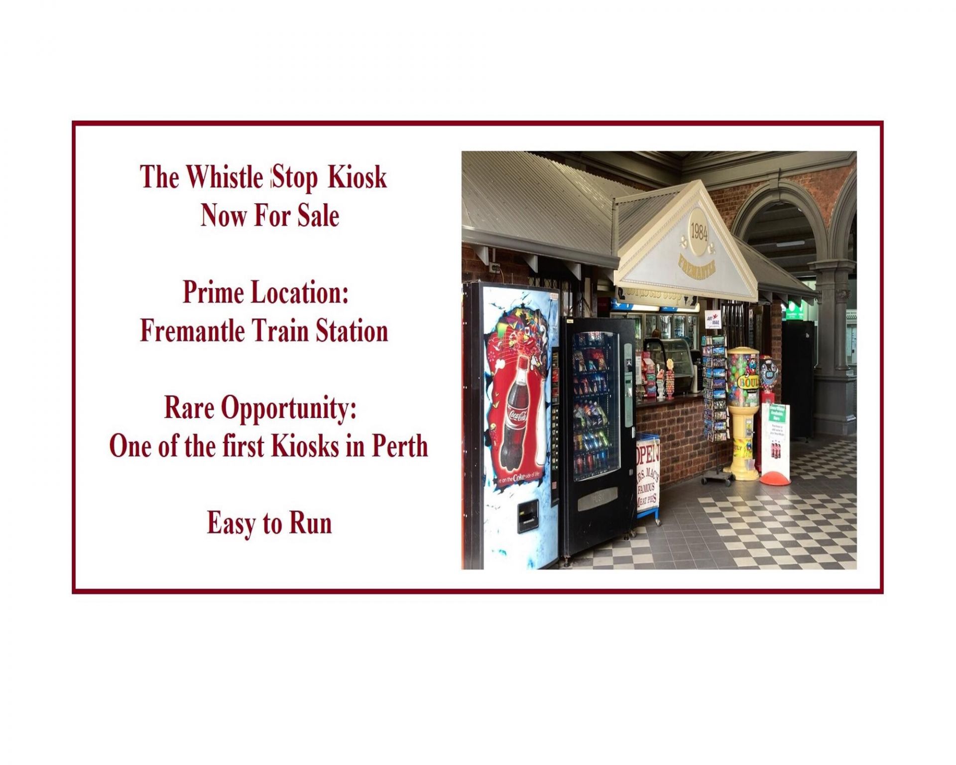 The Whistle Stop Kiosk - Fremantle Station...Business For Sale